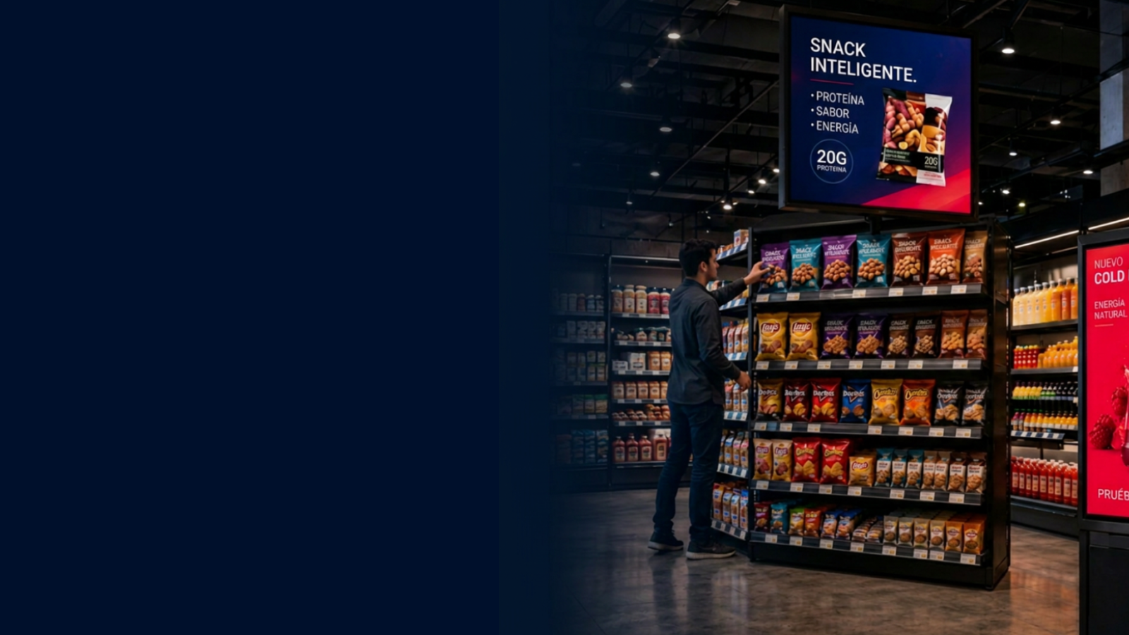 Pantalla digital de Snack Inteligente en tienda